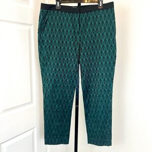 Halogen Quinn Emerald Black Diamond Print Luxury Pant Trousers Women's 14